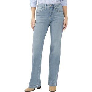 Women's Curvy Fit Trouser Leg Jeans High Rise Ebony Stretch Denim 28w